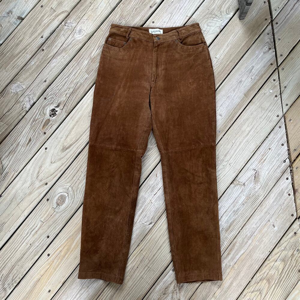 Suede Bagatelle Brown Straight Leg Pants